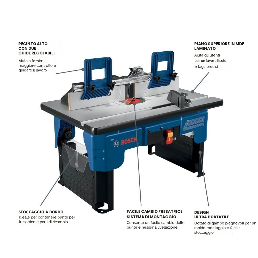 BOSCH RA1141 26". x 16-1/2". Tabella portatile laminata del router del cantiere di lavoro superiore del MDF con 2-1/2". porto del tubo di vuoto