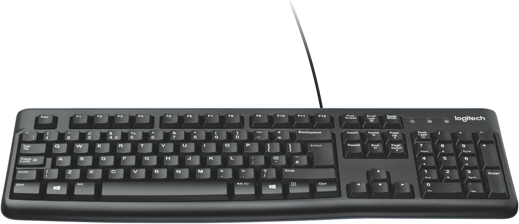 K120 Wired Keyboard for Windows, USB Plug and Play, Full Size, Spill Resistant, Curved Space bar PC / Laptop, English Layout Black, 2229310