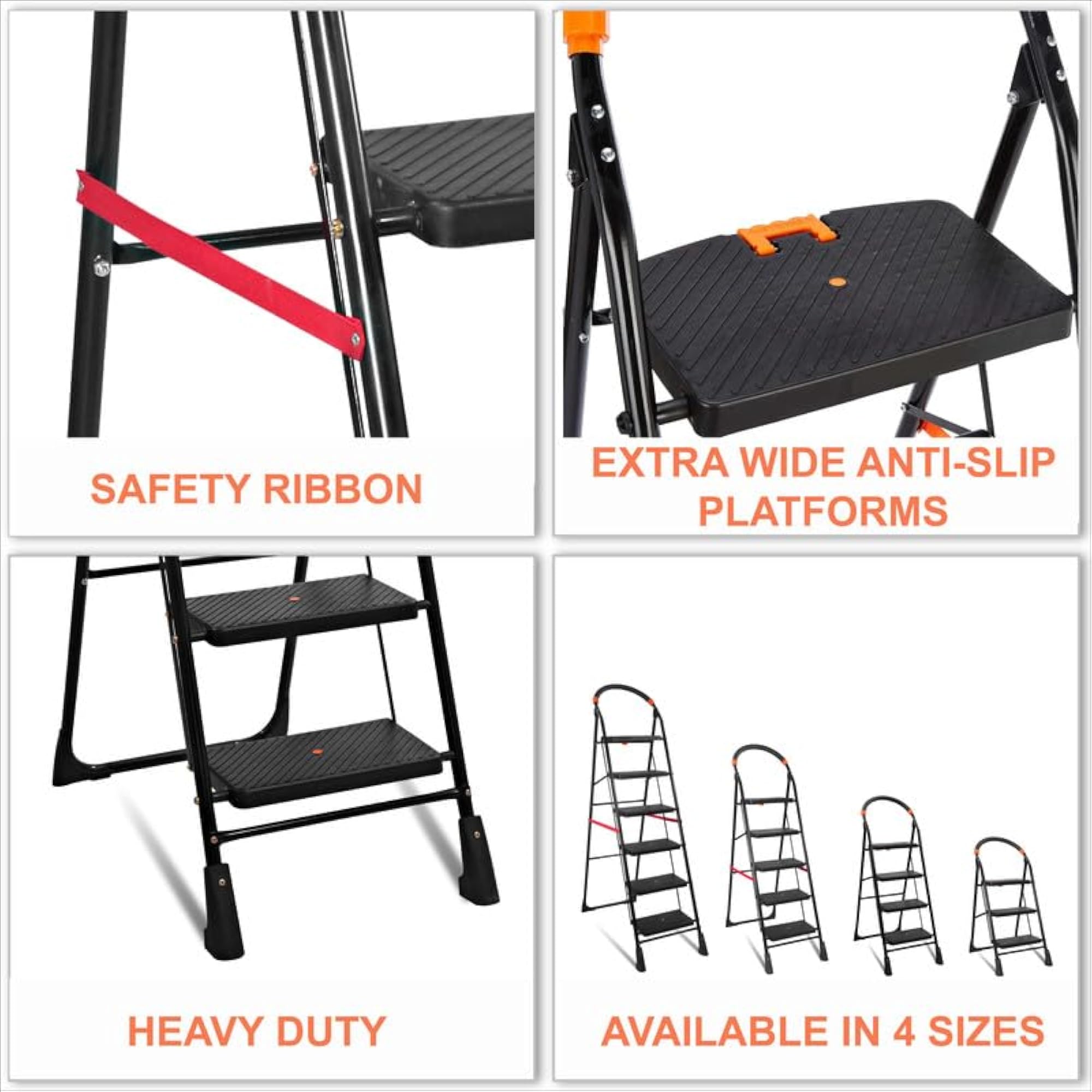 Heavy Duty Foldable Step Ladder, Extra Strong