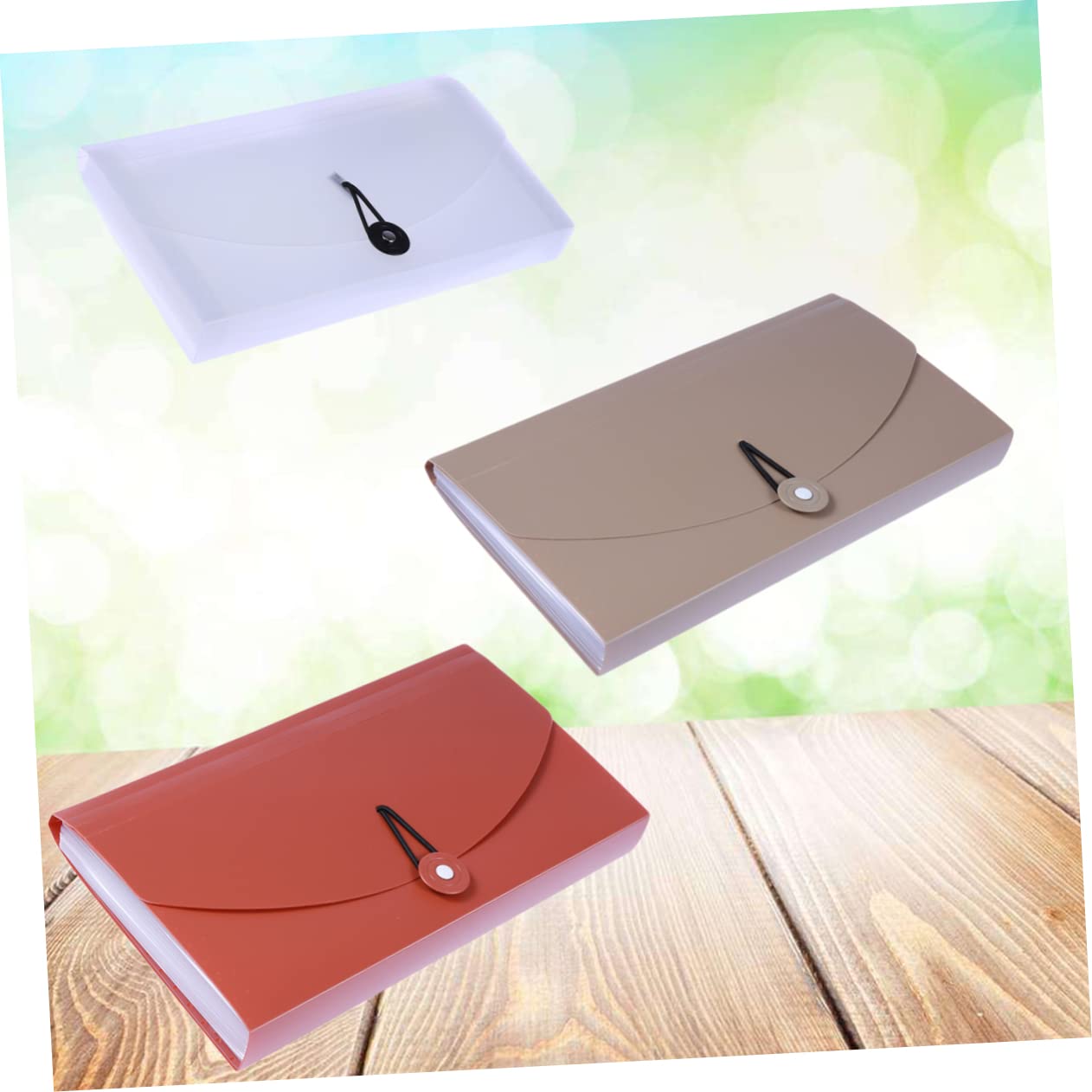 Ciieeo 3pezzi Porta Documenti Espandibile Con Elastico Organizzatore Di File Rosso Semi-trasparente Per Casa Scuola e Ufficio