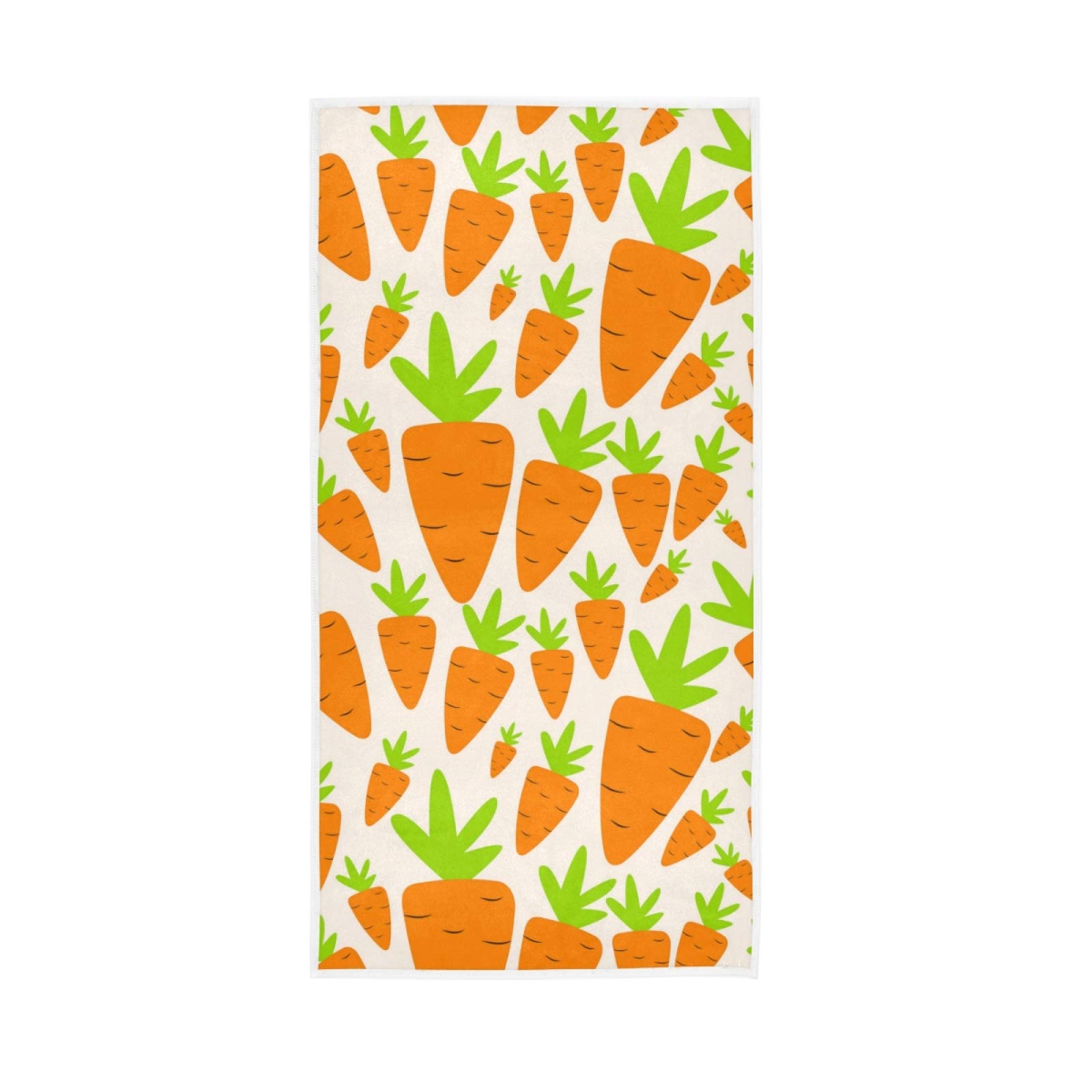 HUYGD Orange Carrot with Green Leaves Seamless Soft Hand Bath Towel 30" x 15" Thin Fast Drying Absorbent Soft Towels for Kitchen Gym Spa Hotel Beach