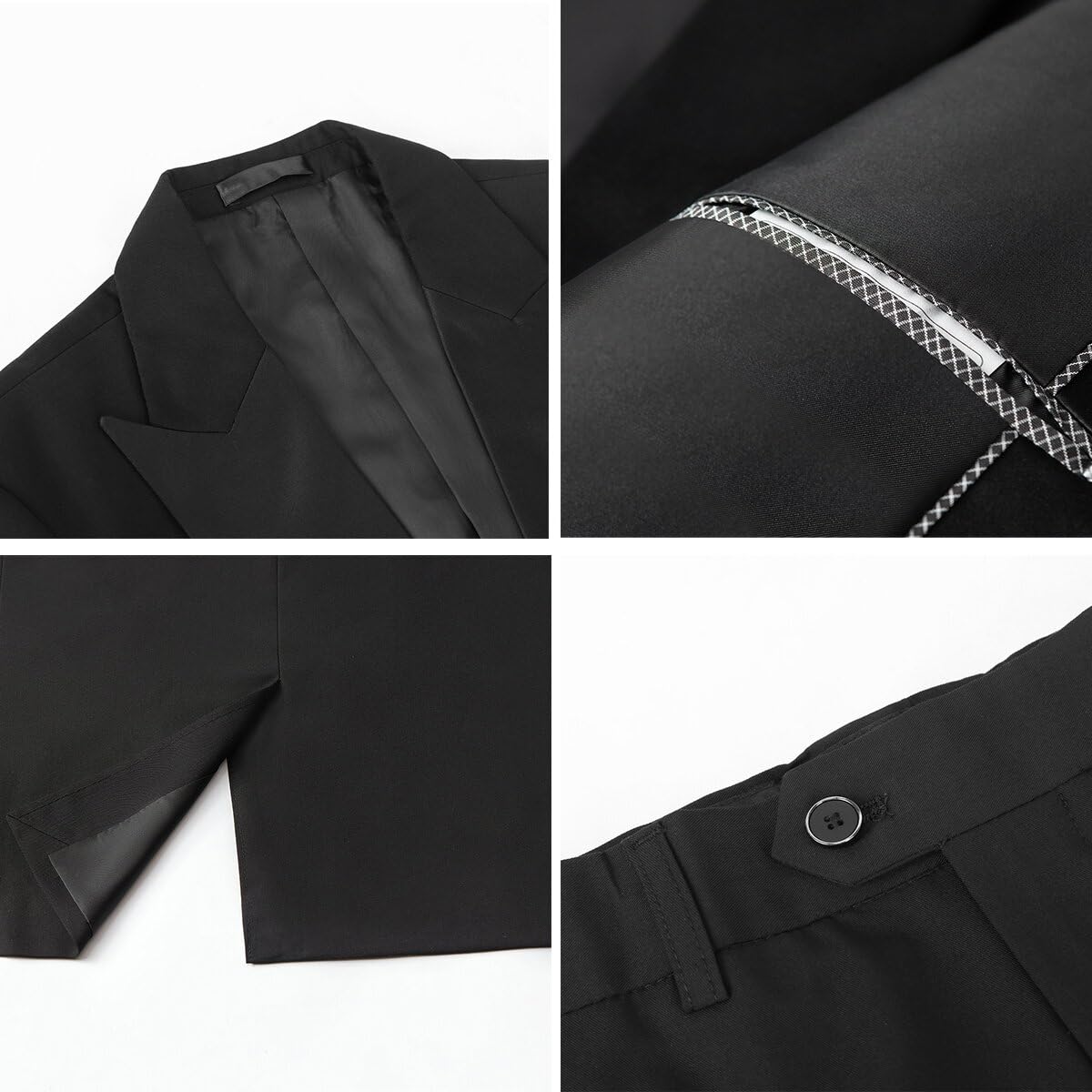 YOUTHUP Abito da Uomo Slim Fit a 3 Pezzi con Risvolto a Scialle Elegante Giacca da Smoking da Sposa con Gilet,Nero,L