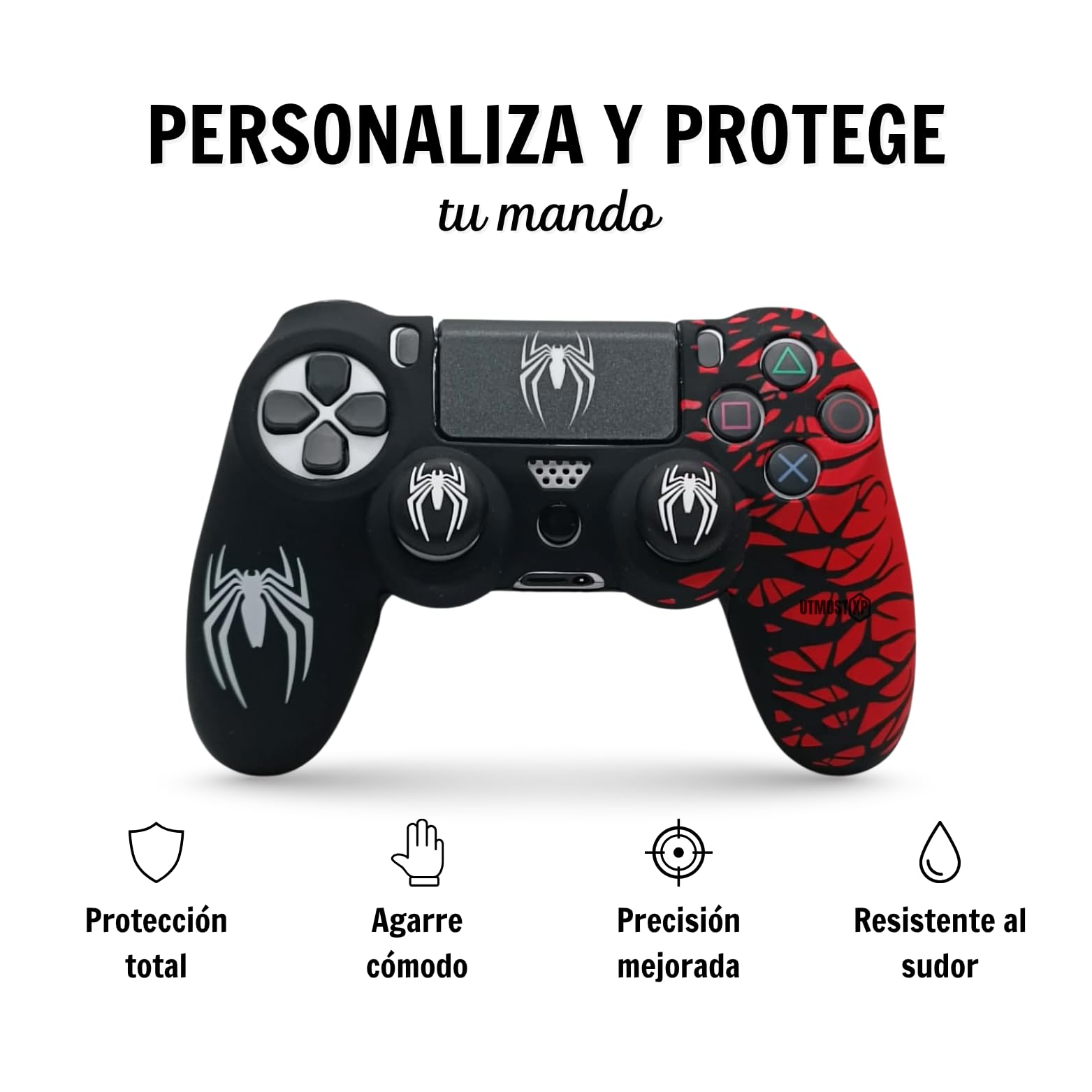 Custodia compatibile per controller PS4, Cover protettiva in silicone morbido antiscivolo per controller PS4, Custodia protettiva compatibile con controller PlayStation 4 (Rosso)