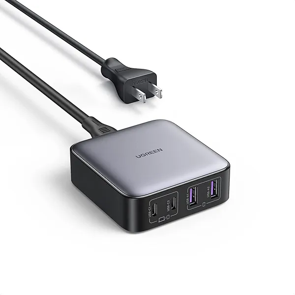UGREEN Nexode 65W GaN USB C Charging Station, 4-Port Desktop Charger with 2 USB-C and 2 USB-A for iPhone 17/16/15, Galaxy S25/S24 Ultra, Pixel 10/9, iPad Pro, MacBook Pro/Air, Steam Deck