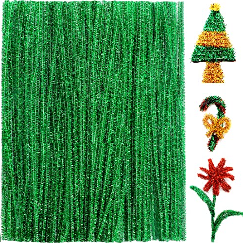 Image of Praisebank Green Glitter Pipe Cleaners for Crafts, 200pcs, Chenille Stems for DIY Projecets, Arts & Crafts Supplies for Festival Party Decorations