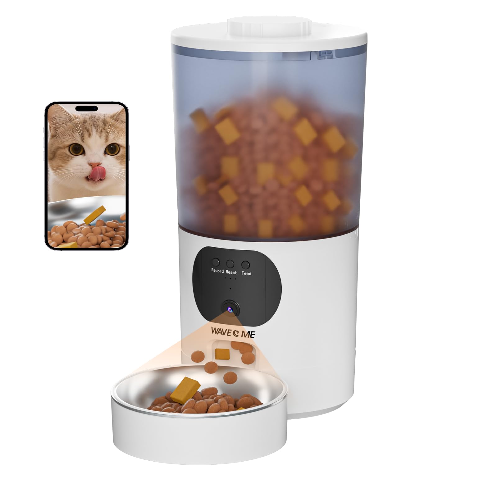 5L Futterautomat Katze mit App Steuerung, Smarter Automatischer Futterspender für Katzen & Hunde, 10s Sprachaufnahme & 2-Wege-Audio, Personalisierter Fütterungsplan, Doppelstromversorgung
