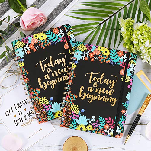 NotebookJournal-A5-Spiral-Lined-NotebookJournal-63--835-Hardcover-Back-Pocket-Elastic-Closure-Strong-Twin-Wire-Binding-with-Premium-Paper