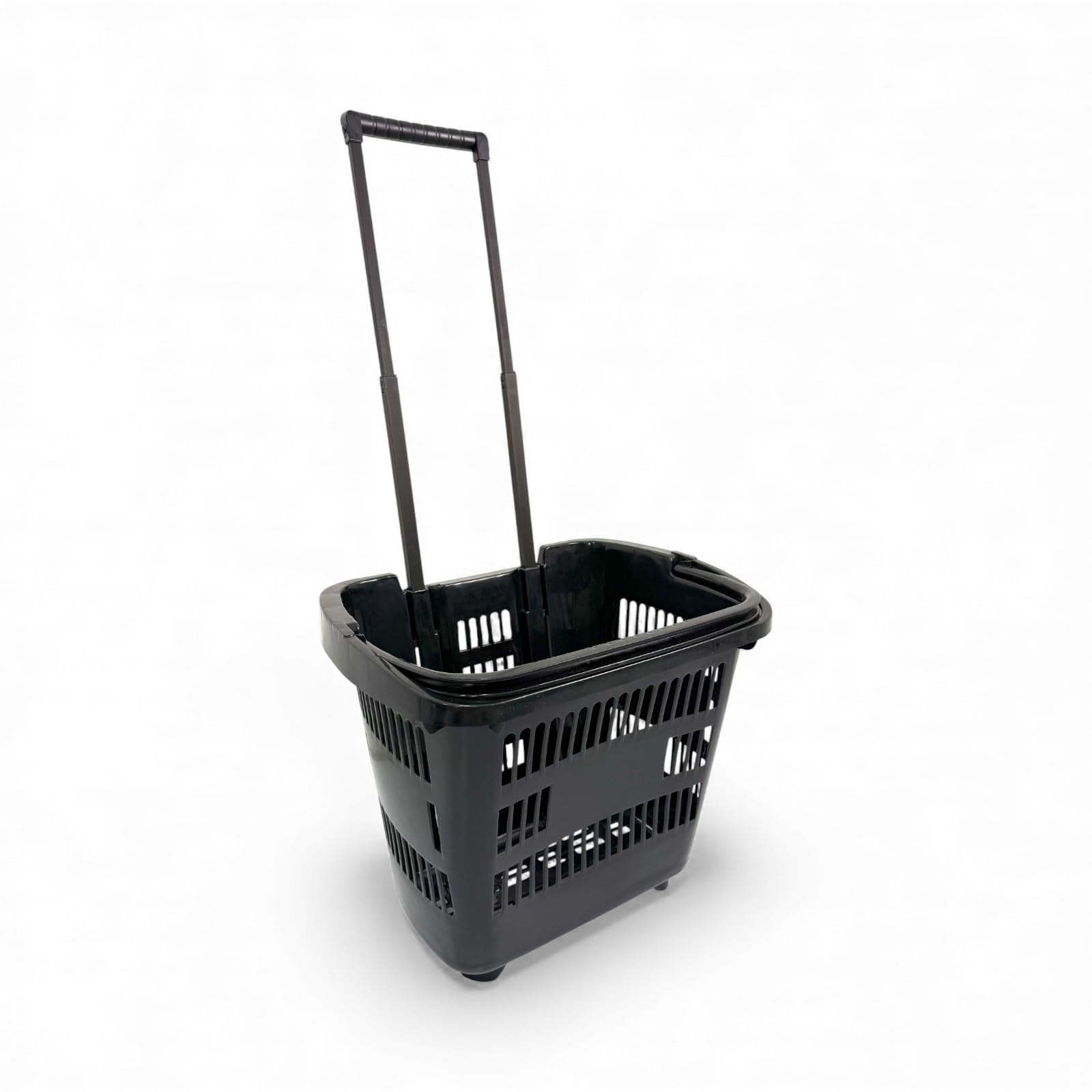 Shoplines Supplies Black 1X 34 Litre Plastic Shopping Trolley Basket Retail Supermarket Basket With Handle Stackable & Ergonomic