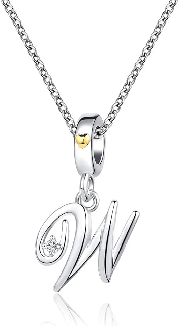 KunBead Jewelry Birthday Letter Initial Necklace Heart Love Crystal Alphabet Personalised Name Necklace for Women Girls