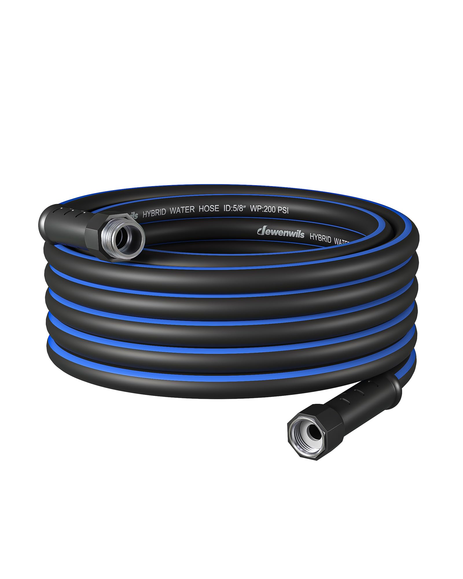 DEWENWILS Garden Hose 25 ft x 5/8", Hybrid Water Hose with Rotate Handle, Heavy Duty, Lightweight, Flexible Hose for Plants, Car, Yard, 3/4 Inch Solid Fittings, Drinking Water Safe, Black Blue