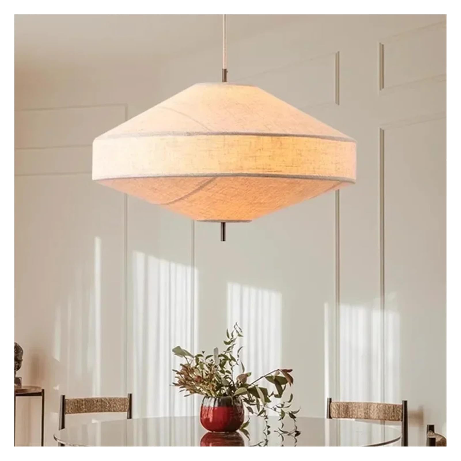 Lustre Suspendu Japonais haut de gamme en tissu blanc OVNI