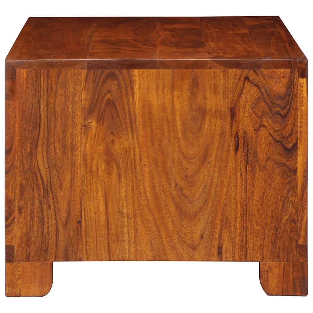 Tavolino da Salotto in Legno Massello di Acacia con Finitura Ambra 90x50x40 cm, Mobiletto con Ripiano Portaoggetti e Cassetto, Design Moderno Salvaspazio per Soggiorno, Camera e Ufficio
