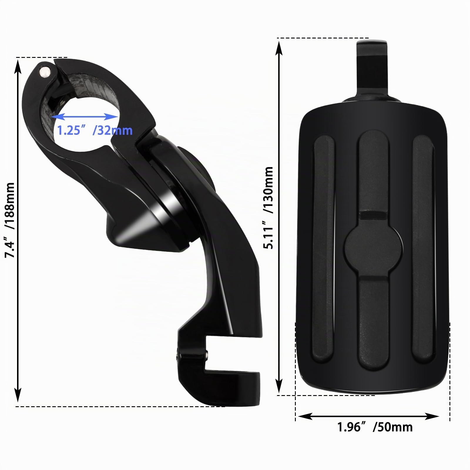 Repose-pieds d'autoroute réglables de 32 mm avec kit de montage court coudé, universel pour Harley, Honda, Kawasaki, Suzuki, Yamaha, Indian, Victory avec protection moteur/barre de