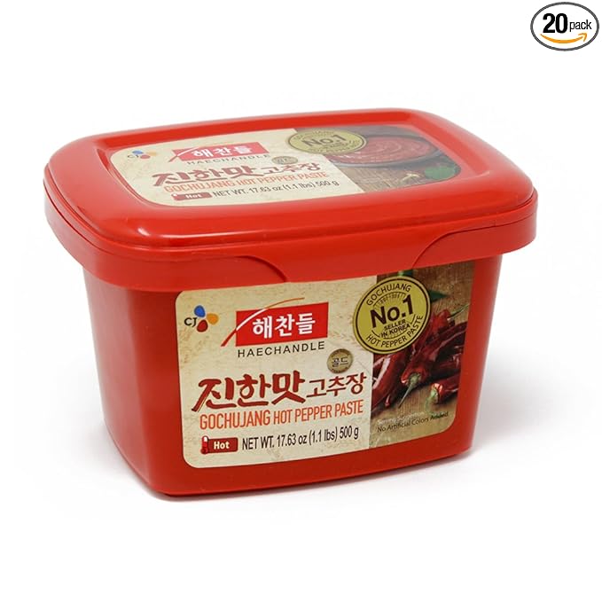 CJ Haechandle Hot Pepper Paste 500g Korean Spicy Red Chile Paste 1.1 lb., Gochujang, 17.63 Ounce CJ Haechandle Hot Pepper Paste 500g Korean Spicy Red Chile Paste 1.1 lb., Gochujang, 17.63 Ounce