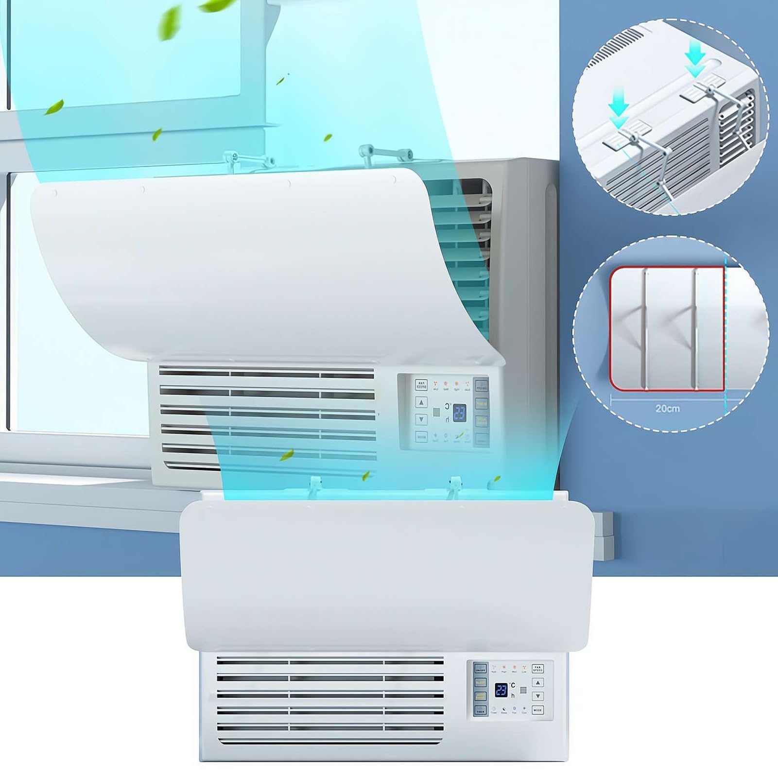 Aire acondicionado de ventana ajustable, guía de aire anticondensación para inquilinos, ideal para sala de estar y dormitorio, solución perfecta para el verano