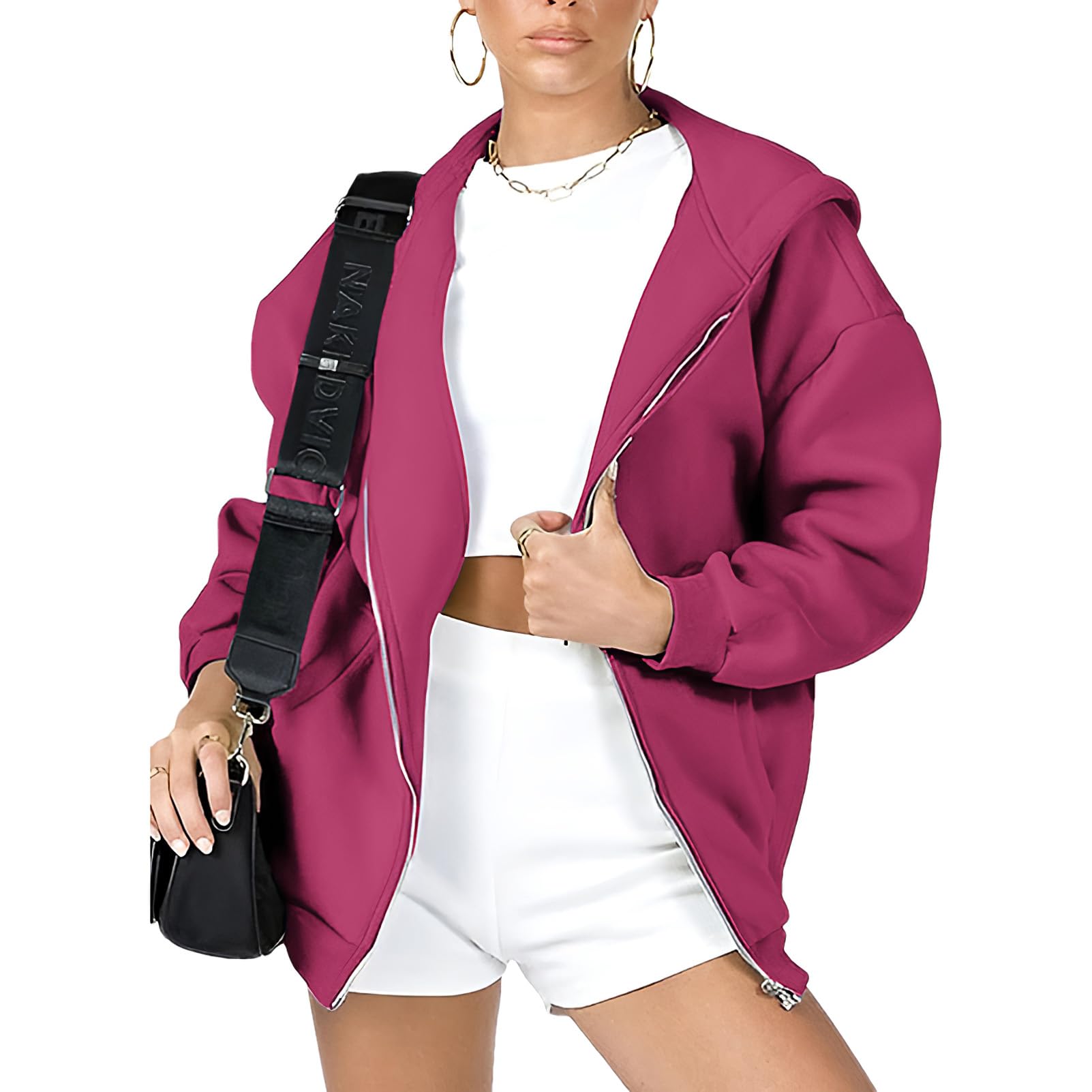 amropi Sudadera de Mujer Deportiva Chaqueta con Capucha y Cremallera Casual Hoodie Abrigo