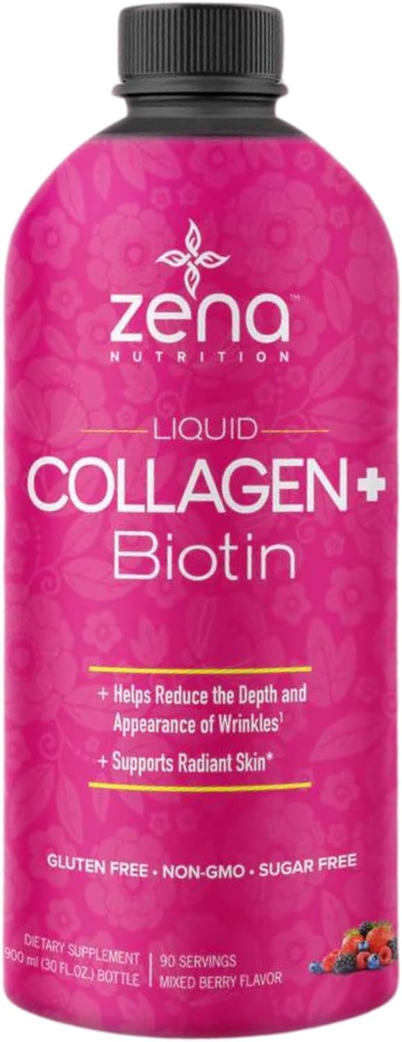 Zena Nutrition Liquid Collagen for Women, Healthier Skin, Hair & Nail, Verisol Collagen Liquid, Biotin and Collagen Peptides Supplements for Women - 20oz — Amazon image 8