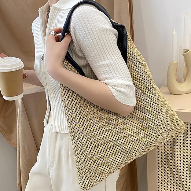 Bolso de hombro tejido para mujer tipo Tote miniatura 6