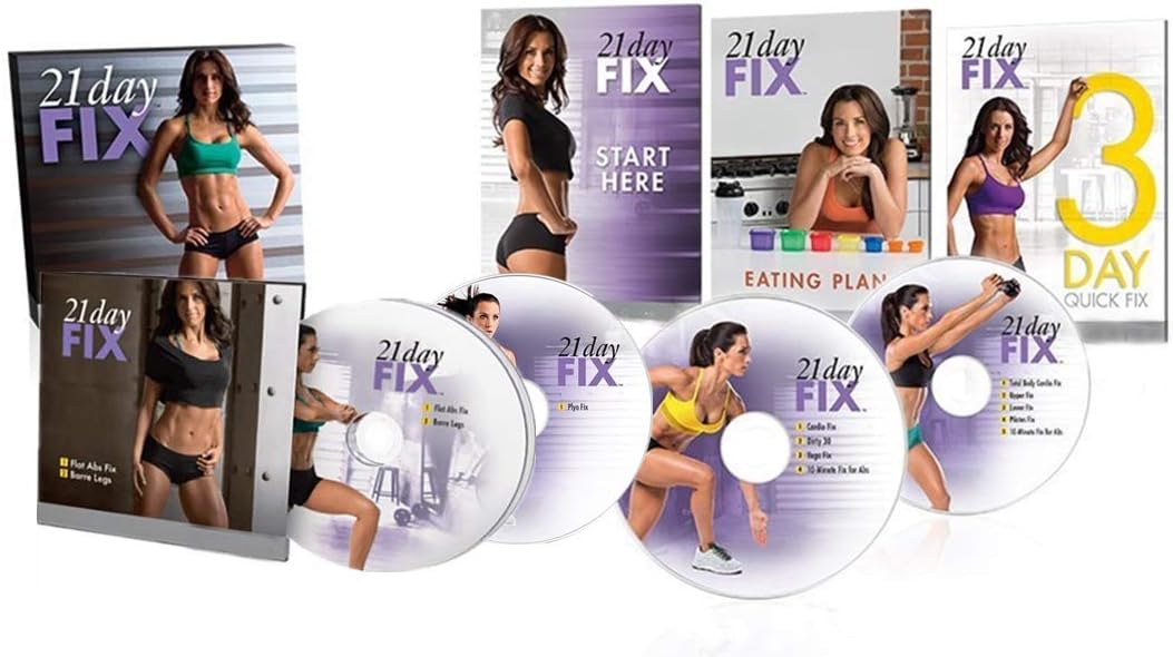 Life element Workout 21 day Fix DVDs Essential Package, 4 DVD Set 21 Day Fix programme with Recipe and resistance band