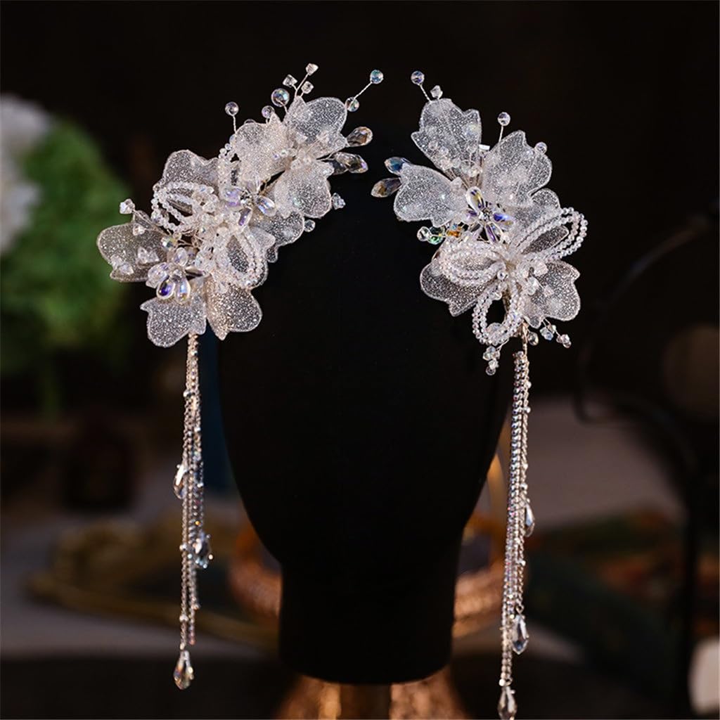 Korean Hand-made Beaded Fringe Bridal Headwear With Wedding Accessories