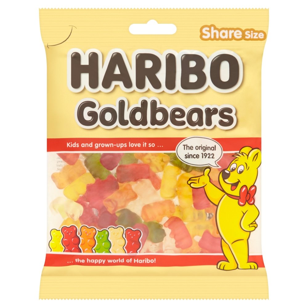 Haribo Gummy Bears 1.7kg Goldbear Sweets, 140g Pack of 12