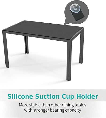 Miniatura 4 de Juego de mesa de comedor de vidrio Gizoon para 6, juego de mesa de cocina y sillas de 7 piezas para 6 personas, juegos de mesa de comedor modernos