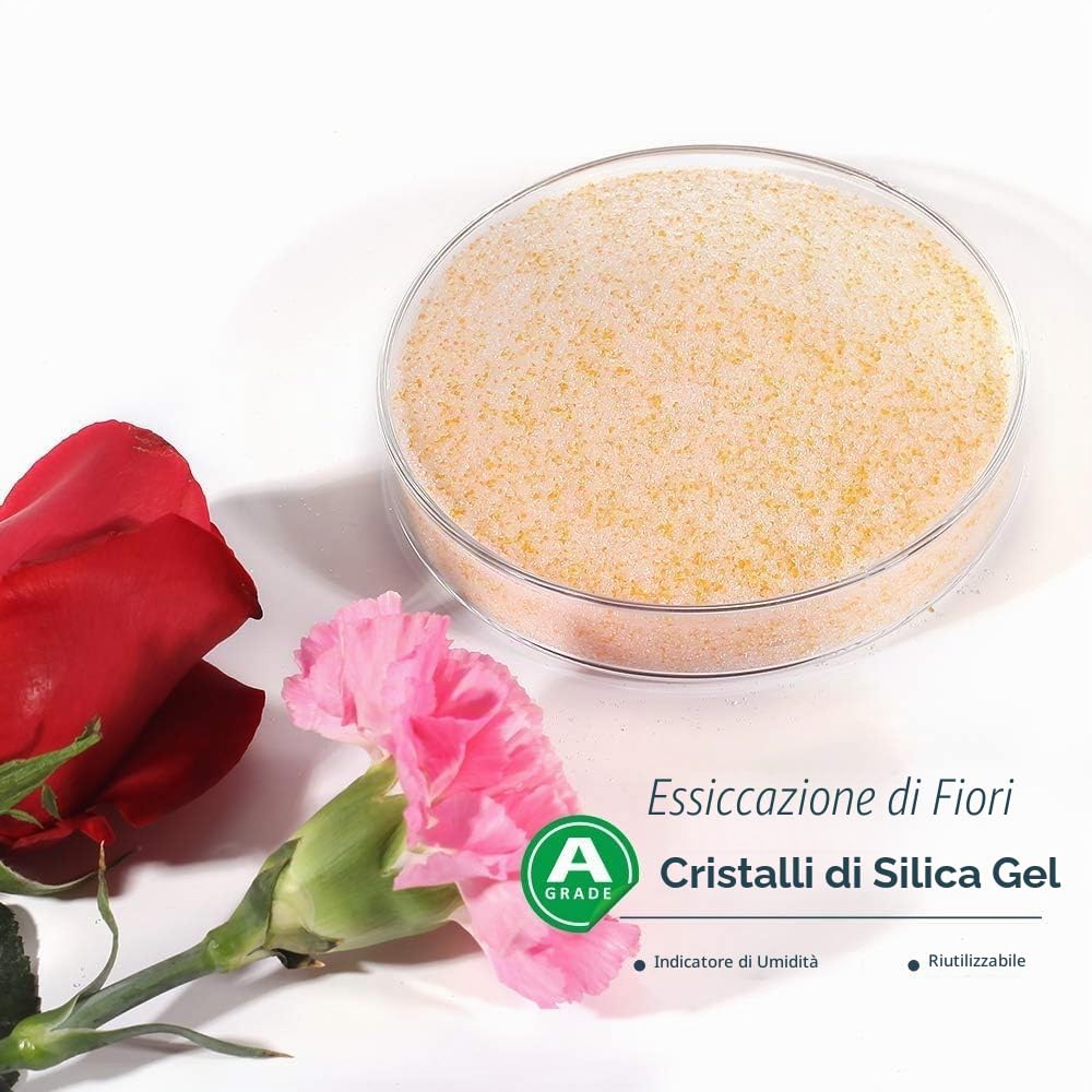 Cristallo di silice per l'essiccazione dei Fiori 2 libbre Cristalli Fini < 1 mm Riutilizzabile