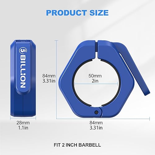 Miniatura 2 de Abrazaderas olímpicas de barra de 2 pulgadas (par) collares de barra para levantamiento de pesas seguro, clips de peso de liberación rápida para