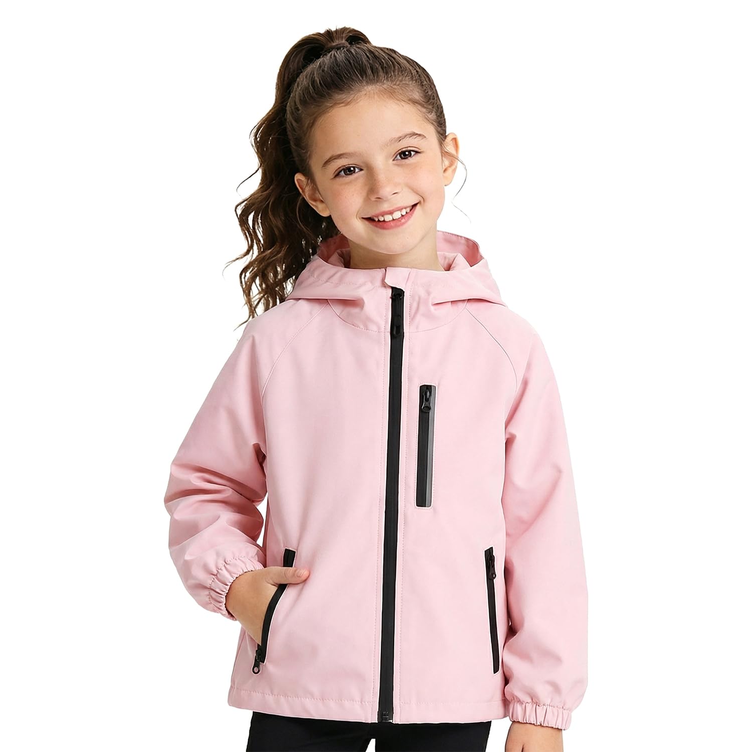 JinBei Chaqueta Niña Niño Chubasquero Impermeable con Capucha Ligero Cortavientos con Cremallera Fino Primavera Otoño Chaquetas Infantil Abrigo para Colegio Deportivo Casual 5-13 Años