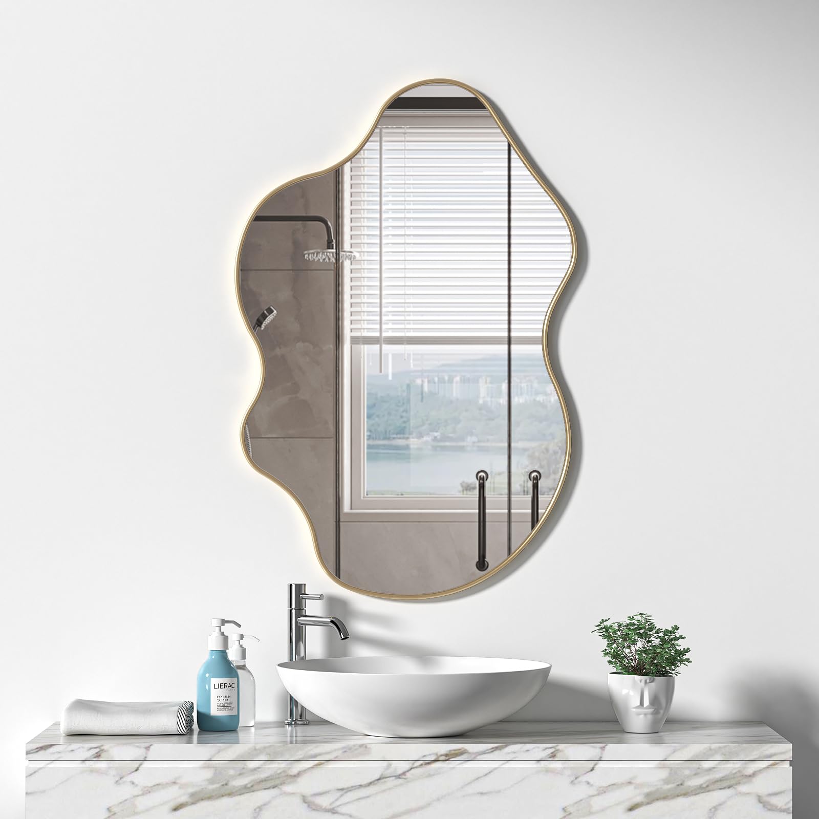 Specchio da Parete Moderno Specchio Irregolare Specchi da Appendere alle Pareti Specchio per Vestirsi per Soggiorno Camera da Letto Ingresso Corridoio 60 x 90 cm