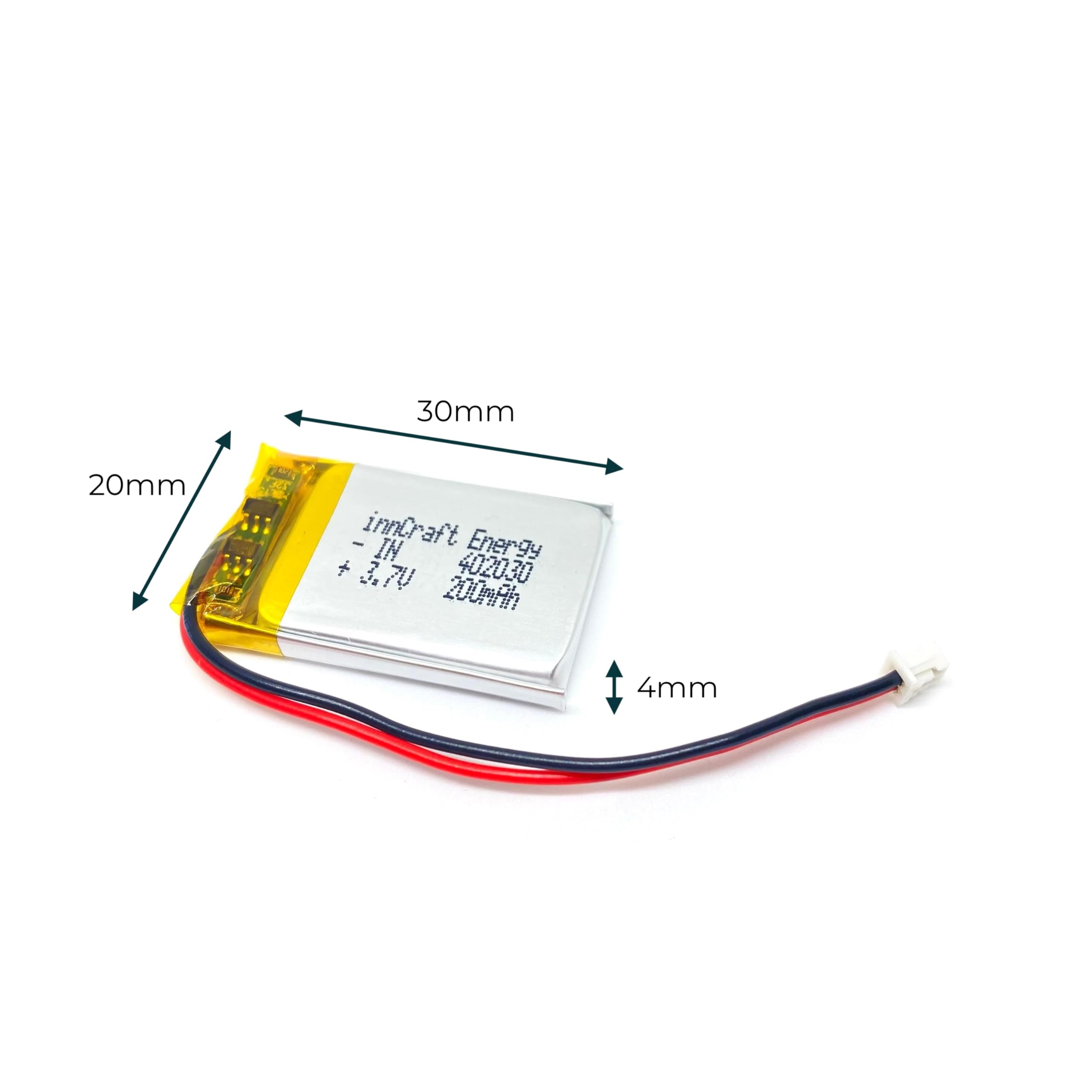 Akumulator Litowo Polimerowy innCraft Energy 200mAh 3.7V, 30x20x4 Model 402030 2P Molex 51021-020 1.25mm konektor