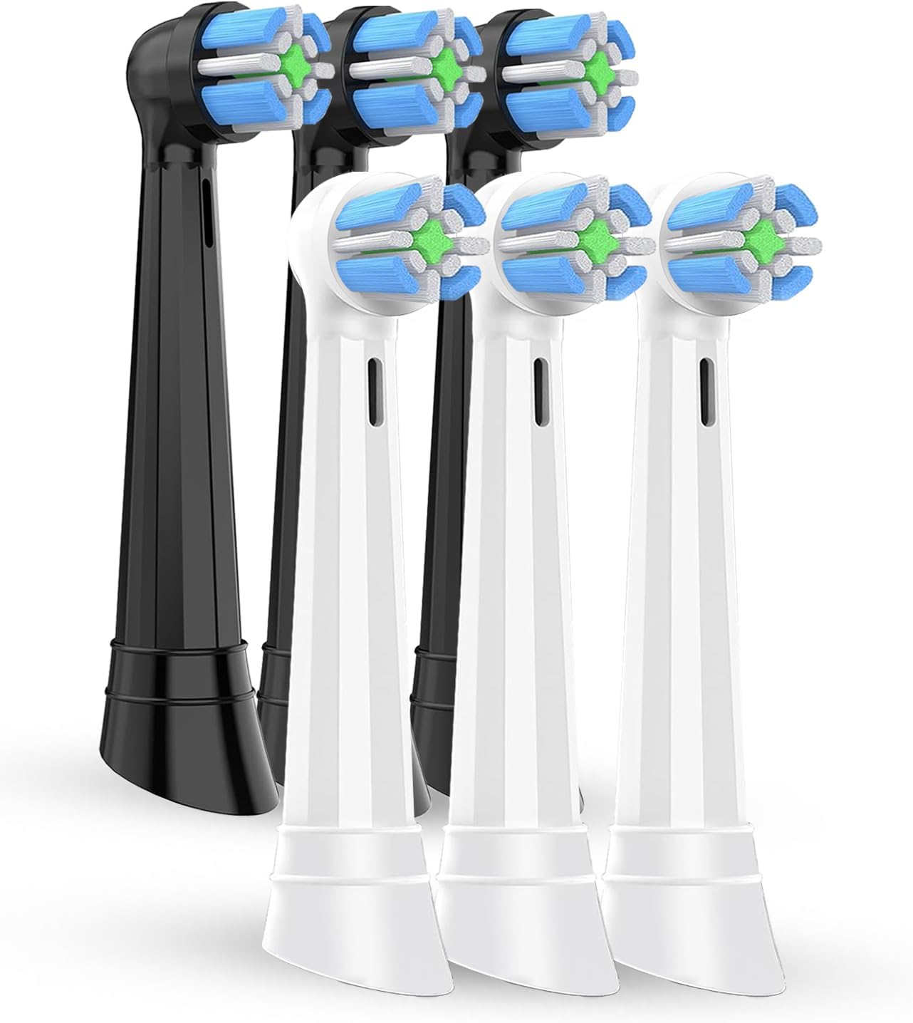 IO Toothbrush Replacement Heads,Compatible with Oral B IO Series 2-10 Electric Toothbrushes (White+Black, 6PCS)