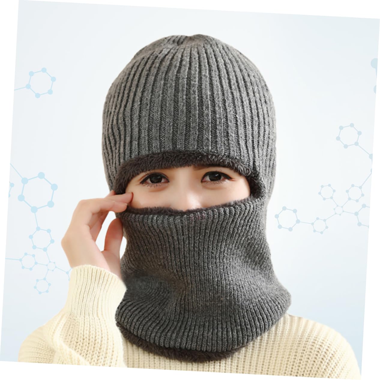 PartyKindom Knitted Caps Neck Warmer for Cycling Outdoor Sports Hat Scarf Accessories Lightweight Breathable Quick Dry Comfortable Face Mask Grey