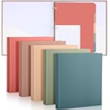 Ctosree 5 Sets 1 Inch Heavy Duty 3 Ring Binder with 2 Pockets with 5 Tab Dividers 8.5 x 11 Inch Plastic Film and File Folder Labels for Letter Size Paper Office Home Supplies(Retro Color)