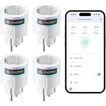 SwitchBot Plug Mini Matter Compatible with Power Monitoring Pack of 4 WiFi Socket Compatible with Alexa Google Home Apple Home and Home Assistant via Matter Voice & App Control 16A Type-F