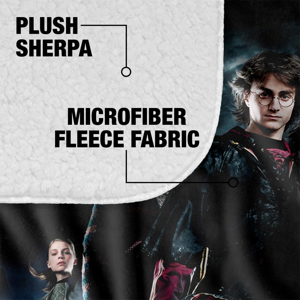 Harry Potter Blanket, 50"x60", Goblet of Fire Poster Silky Touch Sherpa Back Super Soft Throw Blanket