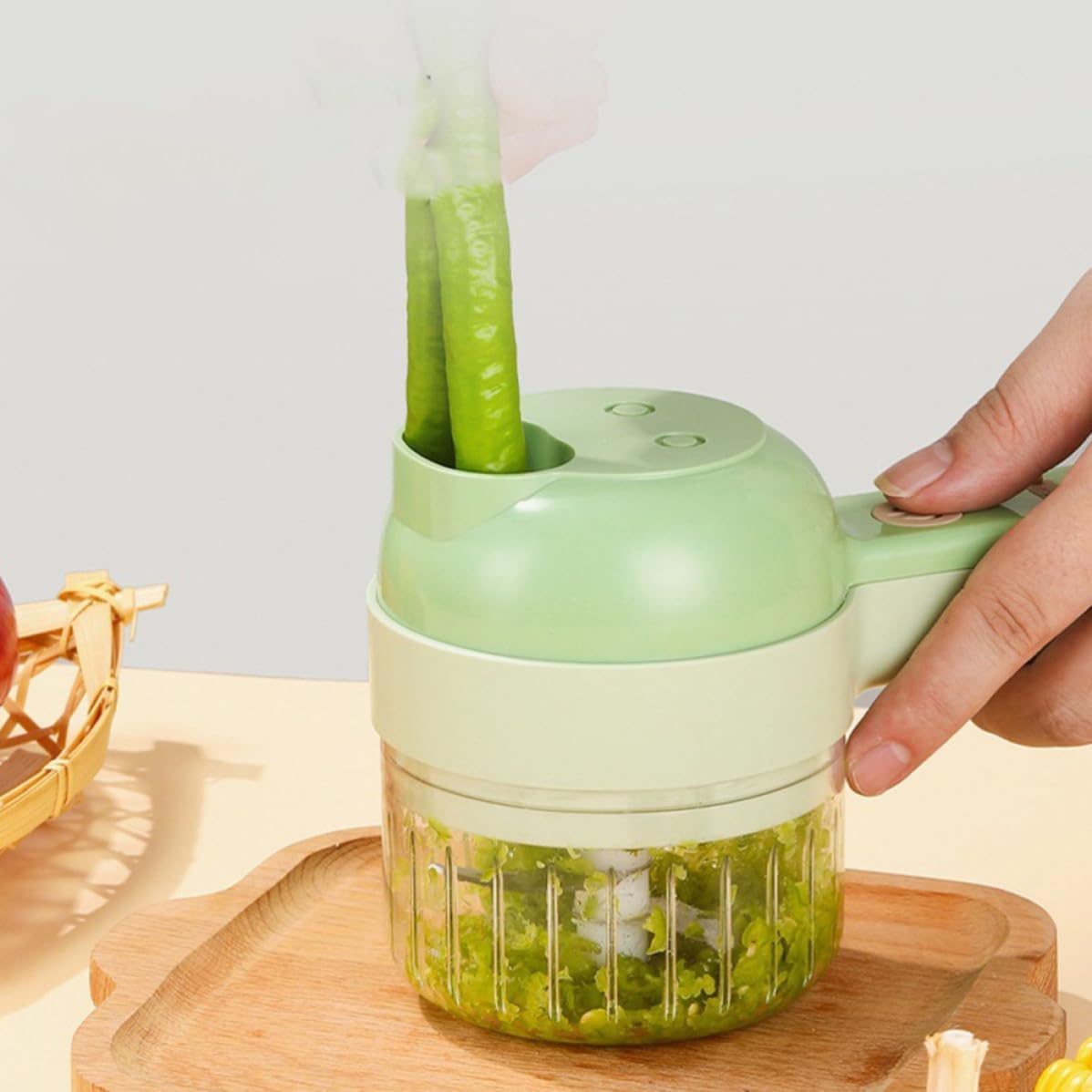 Cabilock Portable Electric Garlic Chopper with 200ml Capacity, Type-c Charging Design, Made of Abs and Stainless Steel, Kitchen Gadget for Butcher Shop and Food Store Use