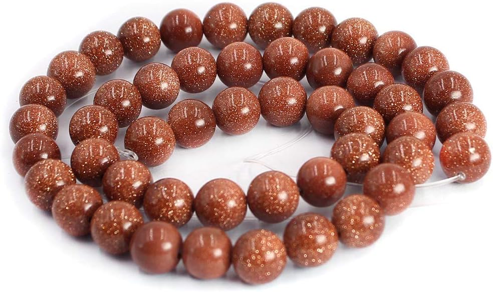 Jewelry Making Craft 4 6 8 10 12mm Round Gold Sand Stone Gemstone Spacer Loose DIY Beads Strand 15" (4mm)