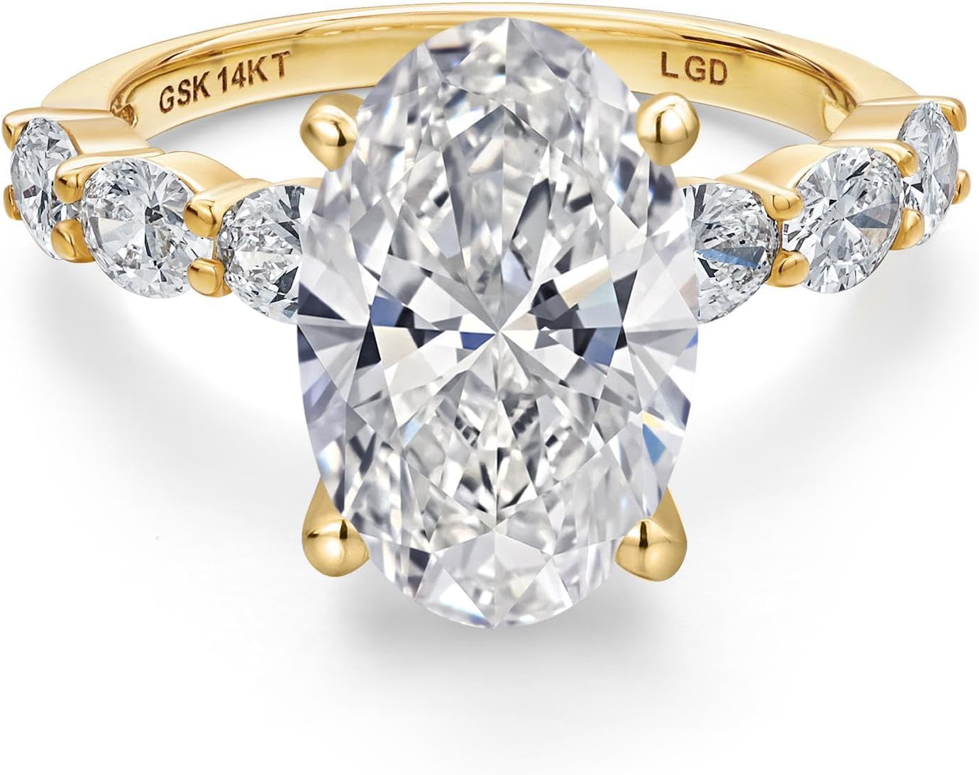 Gem Stone King 1.90 to 5.90 Cttw IGI Certified Lab Grown Diamond in 14K Yellow Gold Engagement Ring for Women | D-E Color | VS1-VS2 Clarity | Wedding Anniversary Ring