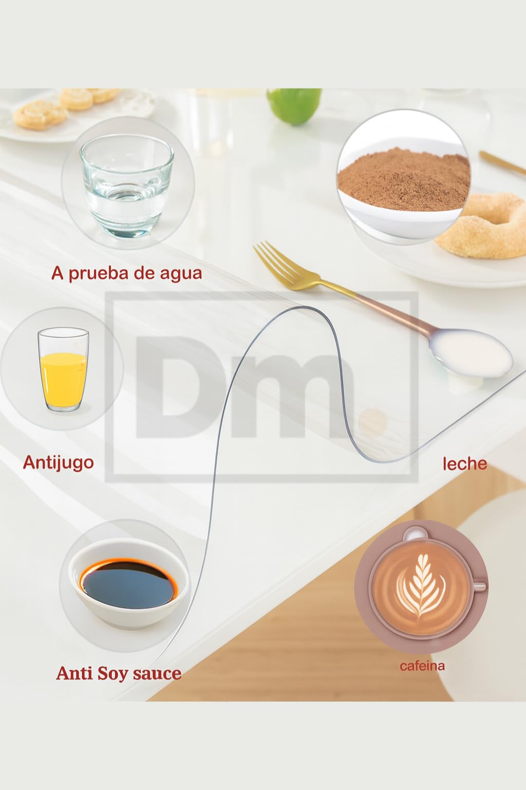 Mantel Transparente Impermeable PVC Rectangular Protector de Mesa Antimanchas Resistente al Calor Antideslizante para Cocina Comedor Oficina Interior Exterior 300x140cm