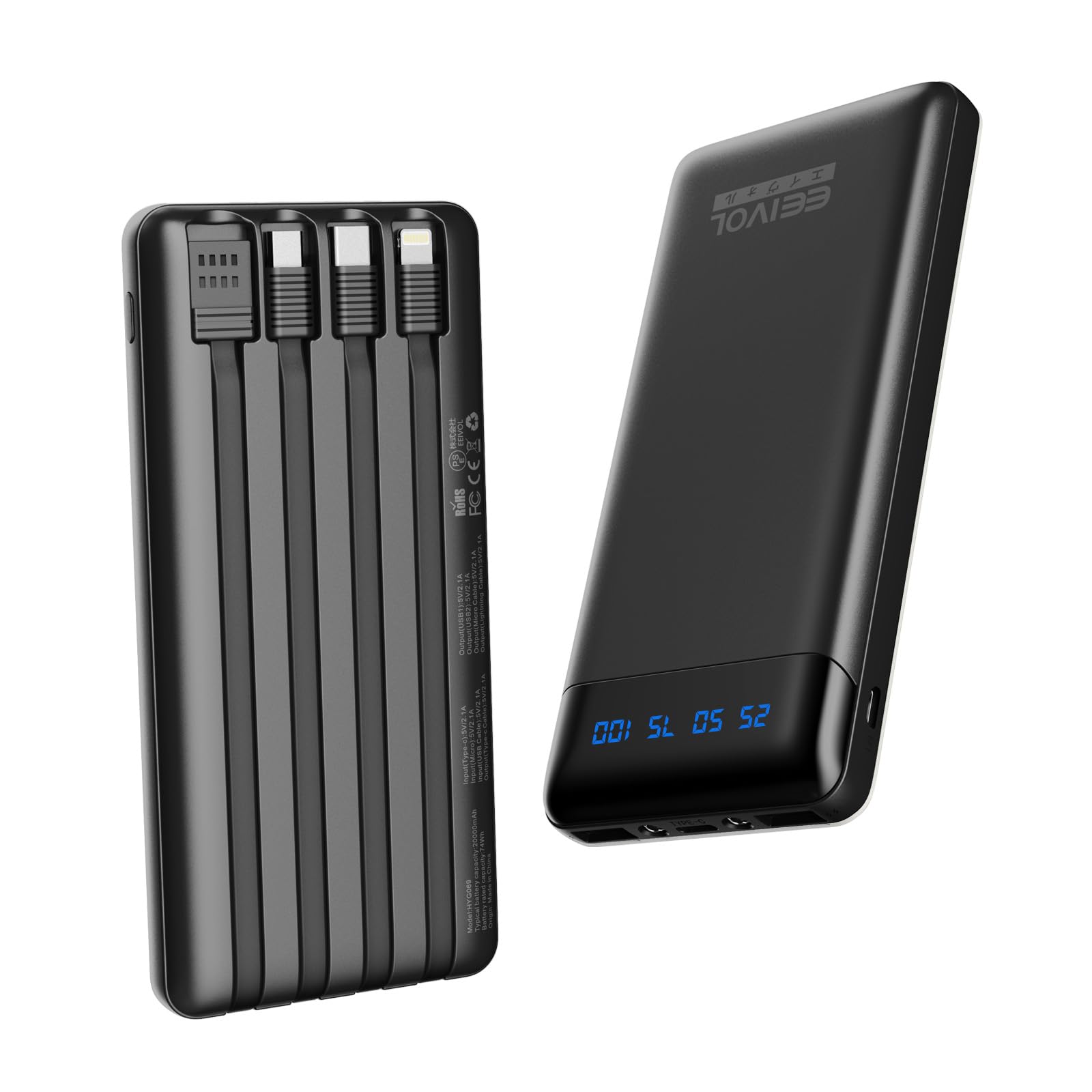Amazon | エイヴォル モバイルバッテリー 20000mAh 4本ケーブル