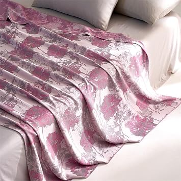 Boho Flower Cooling Muslin Blanket for Hot Sleepers Twin Lightweight Summer Cold Bed Blanket Ultra Soft Breathable Blanket for Night Sweats PinkFlower Pink, 60x80 Inch