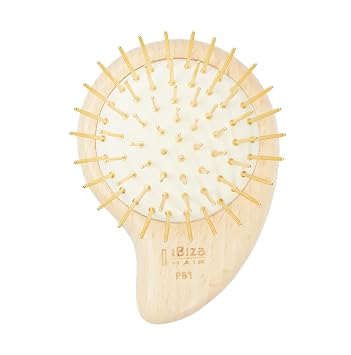 Ibiza Hair Aloha Palm Brush | Mini Travel Detangler for Wet or Dry Strands | Ergonomic Design, Gentle on Scalp, Adaptable to All Hair Types + Textures