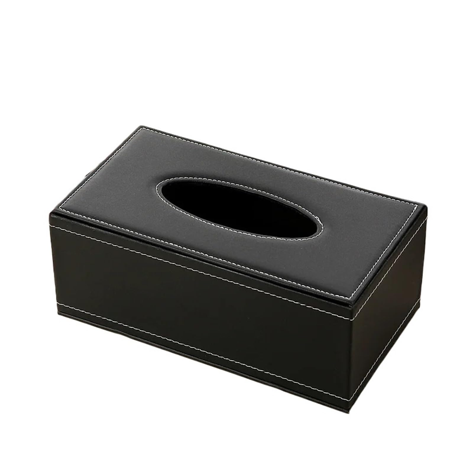Tissue Box Leather Paper Drawer, Living Room, Household Tissue Box, Creative PU Napkin Paper Box, Car Mounted Tissue Paper Box(Black)