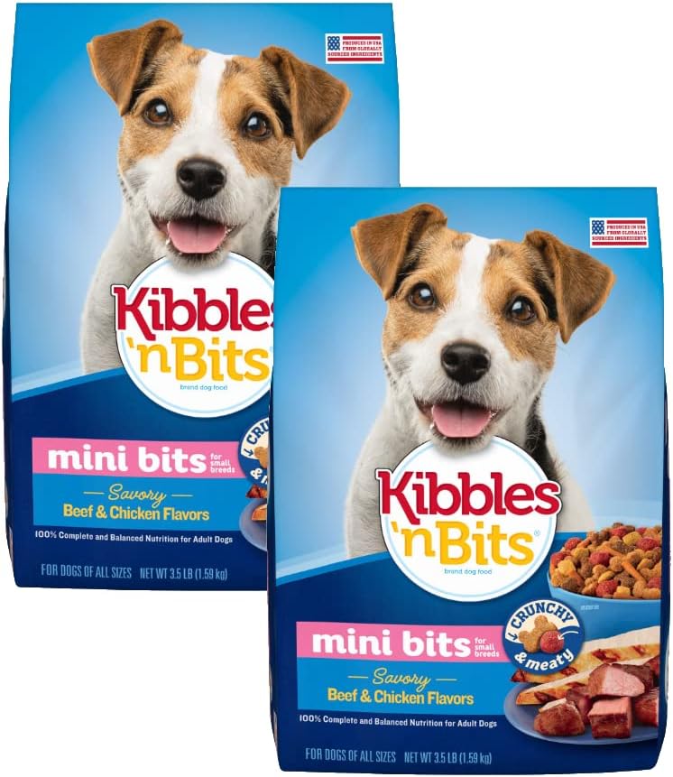 Kibbles 'n Bits Small Breed Mini Bits Savory Beef & Chicken Flavor Dog Food, 3.5-Pound (Pack of 2)