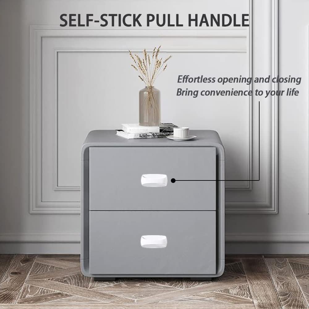 6 Pack Self-Stick Instant Cabinet Handle Pulls Drawer Pull Helper with Adhesive Sliding Door Handle Stick On Handle for Glass Windows Wardrobes Peel and Stick Knob Drill Free 6pcs/Set (White)