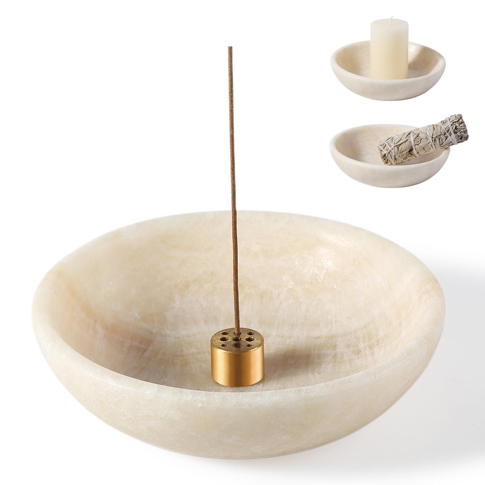 View 1 of *** CHIPPED SECTION AROUND THE RIM - SHOWN IN PICTURE ***
Koville Natural Marble Incense Holder, Incense Holder for Sticks with 9 Holes, Handmade Incense Burner Ash Catcher for Meditation Yoga SPA, Balsam Fir/Palo Santo/Sage/Cone(Ivory)