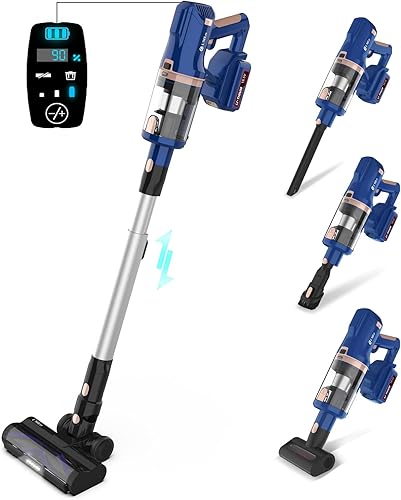 UMLo Cordless Vacuum Cleaner, 300W 28Kpa Suction Stick Vacuum with LED Display, Up to 60min Runtime, 4000mAh Battery Cordless Vacuum, 8 in 1
