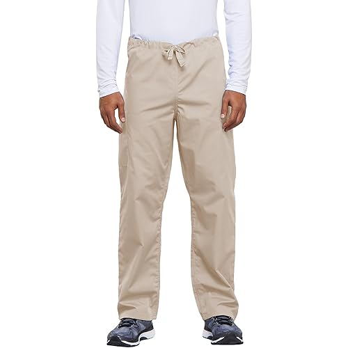 Cherokee Unisex Scrub Pants for Men & Women Drawstring Cargo Medical Uniform Straight Leg Nursing Scrub Bottoms - 4100