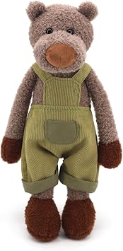 15" Adorable Bear Stuffed Animals with Green Overalls for Kids and Newborn Baby,Dressed Stuffed Teddy Bear Plush Toys for Boys and Girls,Great Gifts on Birthday,Christmas,Machine Washable